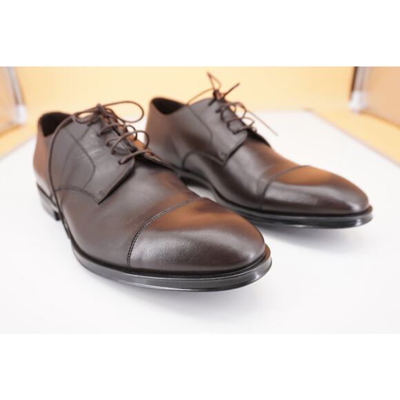 Canali Cap Toe Derby Dark Brown Leather Oxford SZ 9 New Lace Up dress shoe $645 main image 7